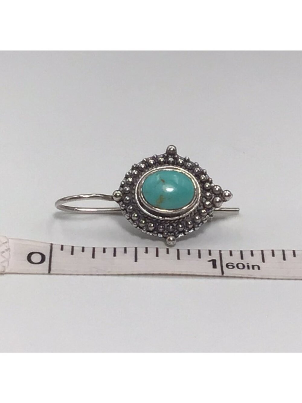 Sterling Silver Turquoise Earrings Vintage Dangle 5.9g 1.25” - Picture 6 of 8